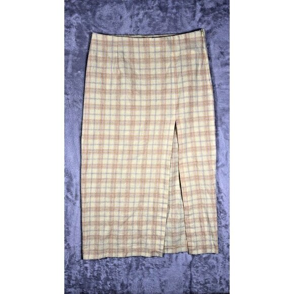 ZARA Yellow Plaid High-Waisted Midi Skirt - Size L- Preppy Clueless Aesthetic - Picture 2 of 10